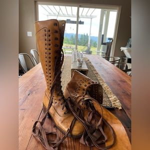 VINTAGE all leather MADE IN BRAZIL tall lace up boot